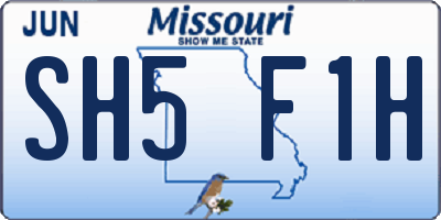 MO license plate SH5F1H