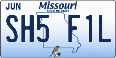 MO license plate SH5F1L