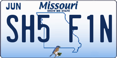 MO license plate SH5F1N