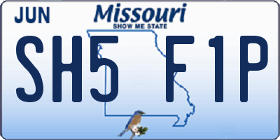 MO license plate SH5F1P