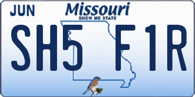 MO license plate SH5F1R