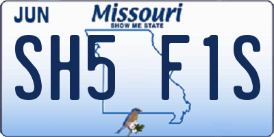 MO license plate SH5F1S