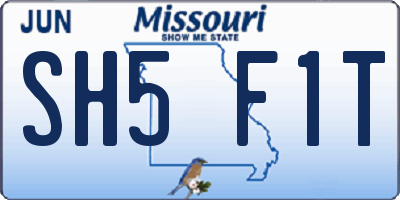 MO license plate SH5F1T