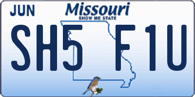 MO license plate SH5F1U