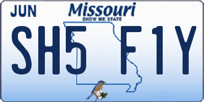 MO license plate SH5F1Y