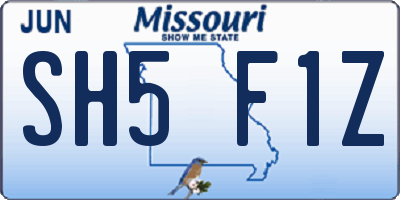 MO license plate SH5F1Z