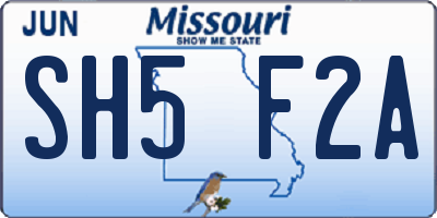MO license plate SH5F2A