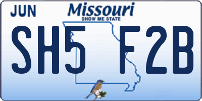 MO license plate SH5F2B