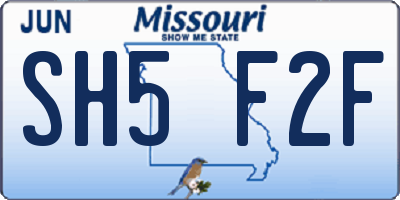 MO license plate SH5F2F