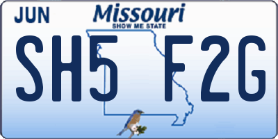 MO license plate SH5F2G