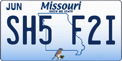 MO license plate SH5F2I