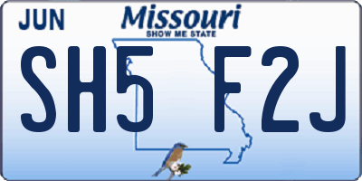 MO license plate SH5F2J