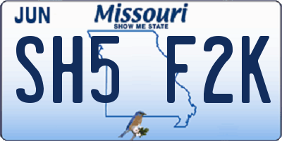 MO license plate SH5F2K