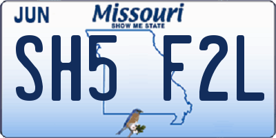 MO license plate SH5F2L