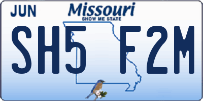 MO license plate SH5F2M