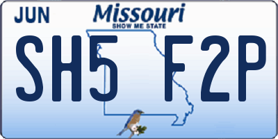 MO license plate SH5F2P
