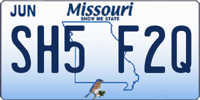 MO license plate SH5F2Q