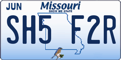 MO license plate SH5F2R