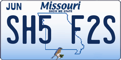 MO license plate SH5F2S