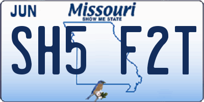 MO license plate SH5F2T
