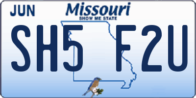 MO license plate SH5F2U