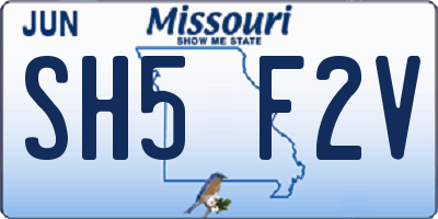 MO license plate SH5F2V