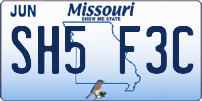 MO license plate SH5F3C