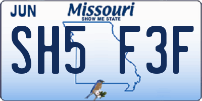 MO license plate SH5F3F