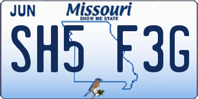 MO license plate SH5F3G