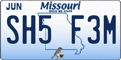 MO license plate SH5F3M