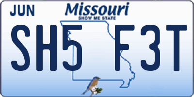 MO license plate SH5F3T