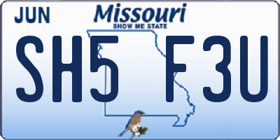 MO license plate SH5F3U