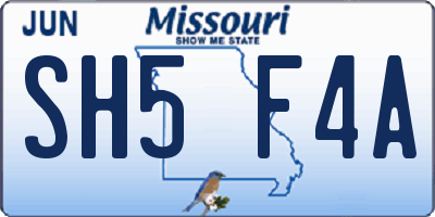 MO license plate SH5F4A