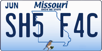 MO license plate SH5F4C