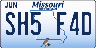 MO license plate SH5F4D