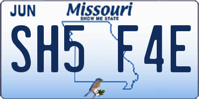 MO license plate SH5F4E