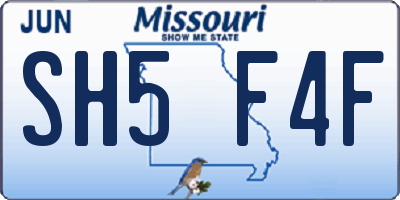 MO license plate SH5F4F
