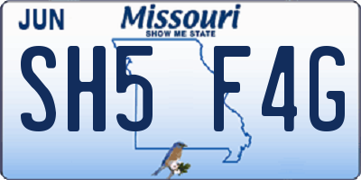 MO license plate SH5F4G