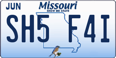 MO license plate SH5F4I