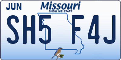 MO license plate SH5F4J