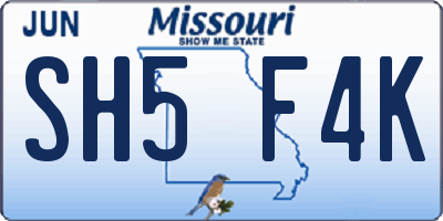 MO license plate SH5F4K
