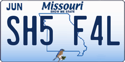 MO license plate SH5F4L