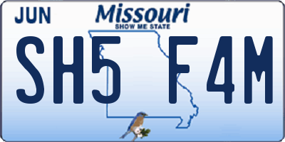 MO license plate SH5F4M