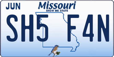 MO license plate SH5F4N