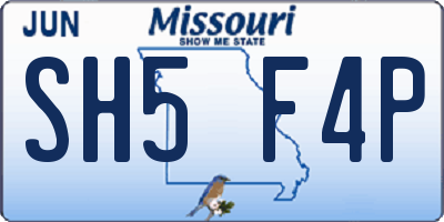 MO license plate SH5F4P
