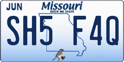MO license plate SH5F4Q