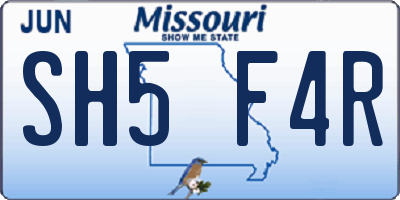 MO license plate SH5F4R