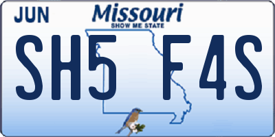 MO license plate SH5F4S