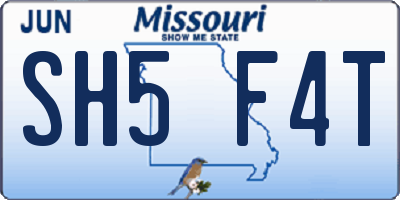 MO license plate SH5F4T