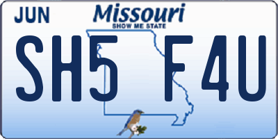 MO license plate SH5F4U